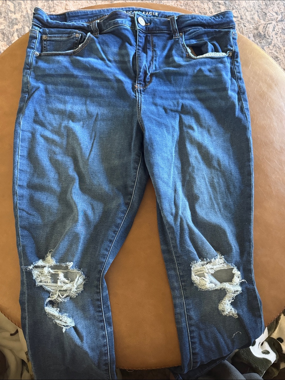 American Eagle Outfitters Dark Blue Ripped Skinny Jeans